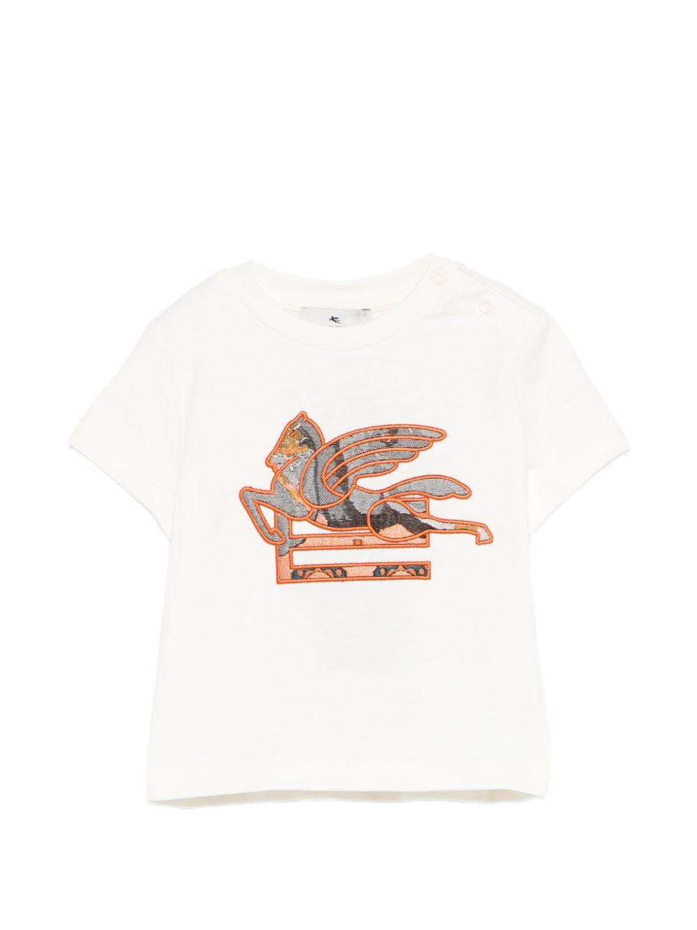 T-shirt per neonato Etro Kids beige con ricamo Pegaso sul davanti GY8531 Z3672 102 ETRO KIDS
