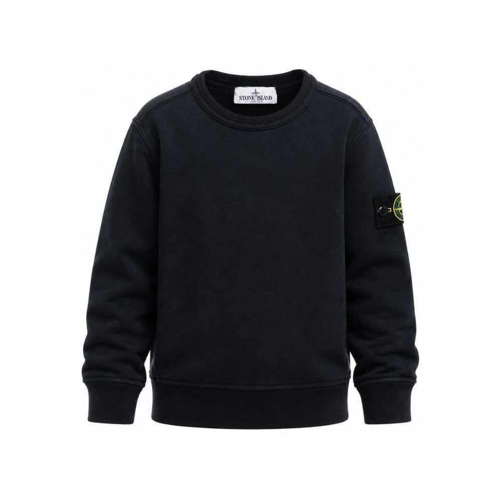 Felpa per bambino Stone Island Kids nera con applicazione sulla manica L2S166100001S0A20 V0029 STONE ISLAND KIDS