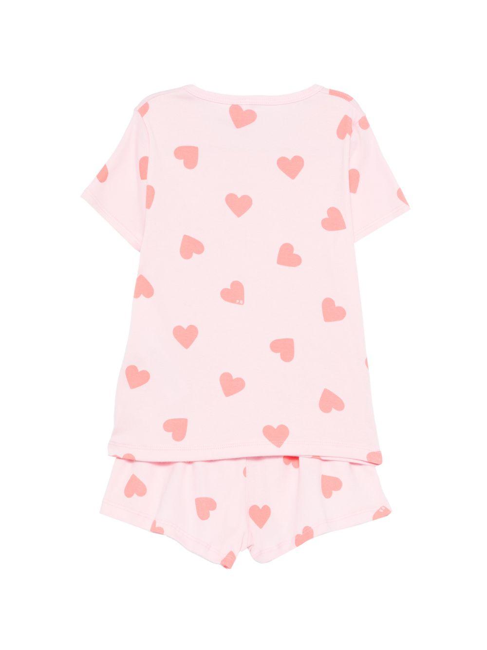 Pigiama per bambina Petit Bateau rosa con stampa a cuori A0F87 01 PETIT BATEAU