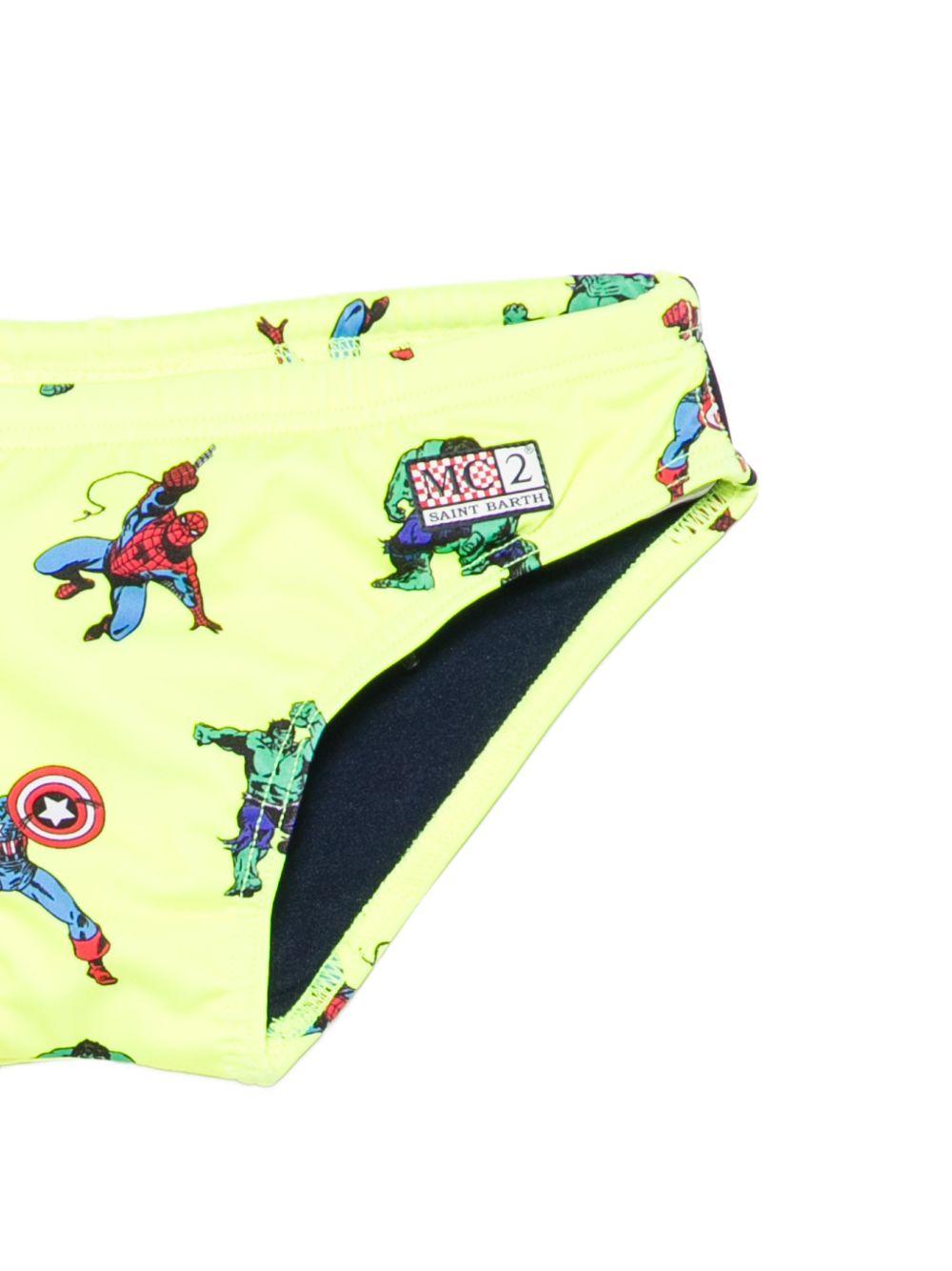 Slip da bagno per bambino MC2 Saint Barth Kids giallo con stampa grafica all-over BIL0001 01639L MC2 ST. BARTH KIDS
