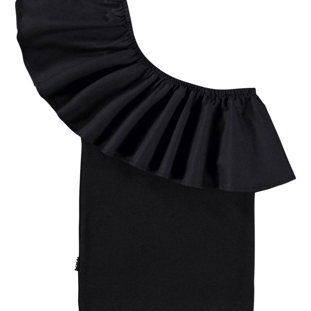 Blusa Rebecca per bambina Molo nera con design monospalla 2S26A102 0099 MOLO KIDS