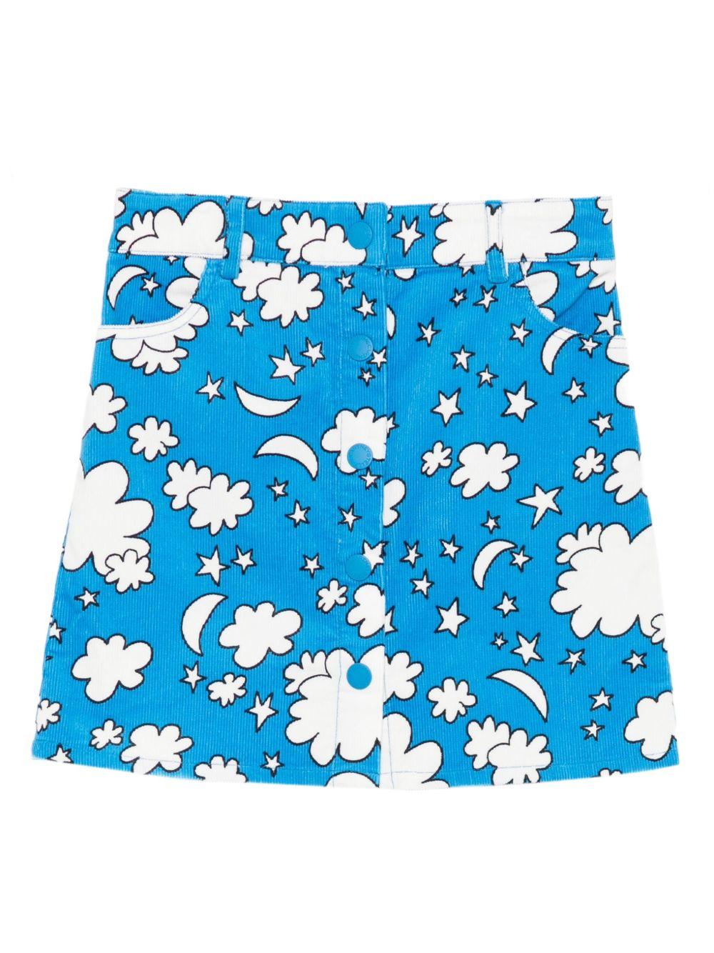 Gonna per bambina Stella McCartney Kids azzurro a coste con stampa TX7A61 Z3081 644MC STELLA McCARTNEY KIDS