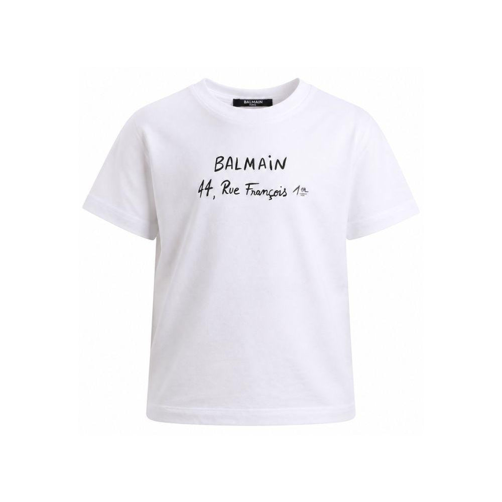 T-shirt per bambino Balmain Kids bianca con logo sul davanti BY8B11 Z3672 100NE BALMAIN KIDS