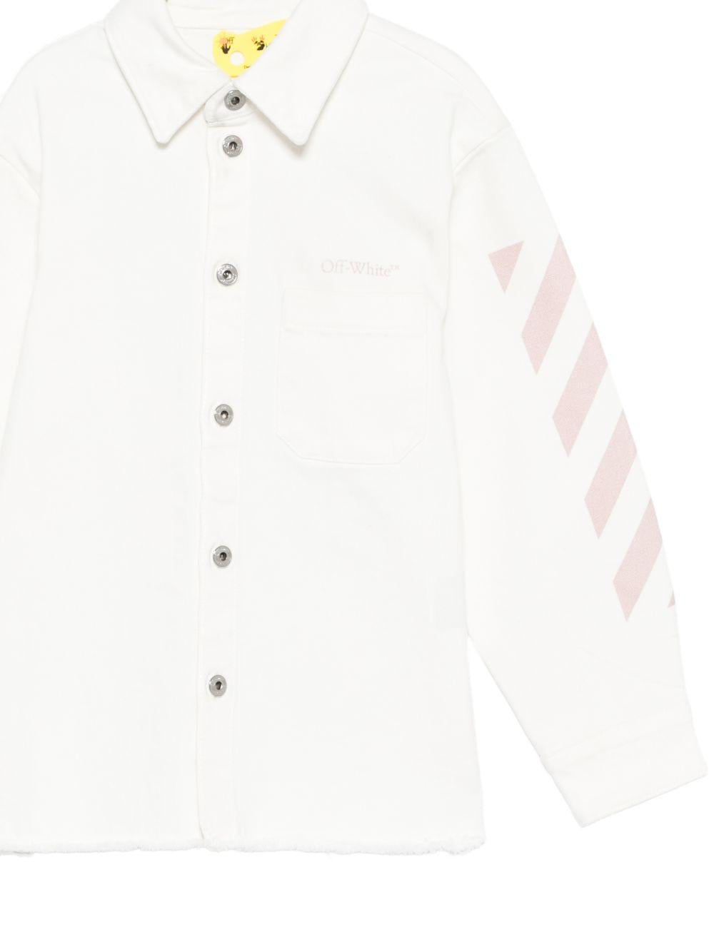 Giacca per bambina Off-White Kids bianca con striscie sulla manica 44GYD002S26D001 100 OFF WHITE KIDS