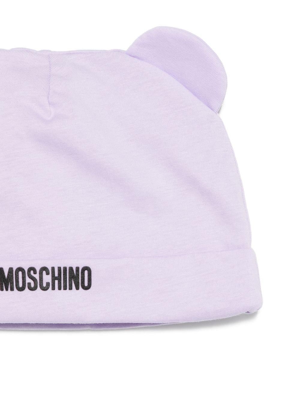 Set tutina e cappellino per neonata Moschino Kids lilla con stampa Teddy Bear MUY090LAA01 51683 MOSCHINO KIDS