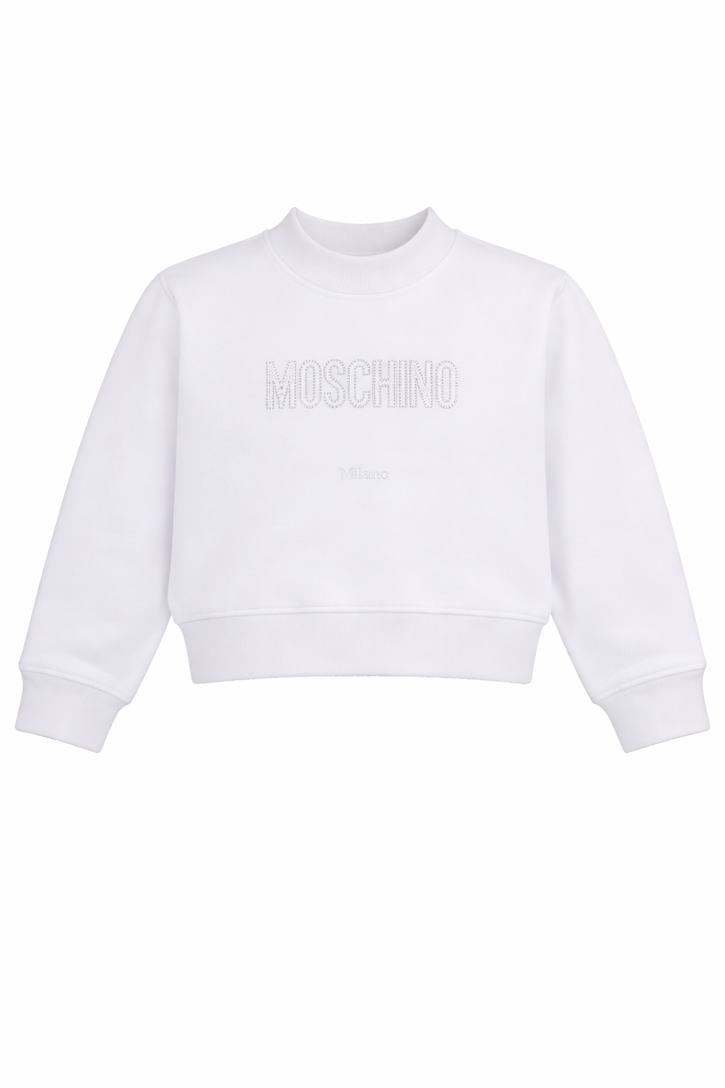 Felpa per bambina Moschino Kids bianca con strass HDF06PLDA25 10101 MOSCHINO KIDS