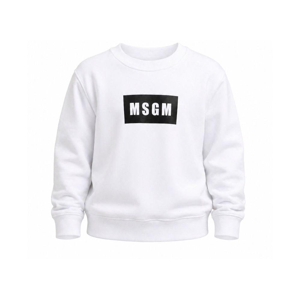 Felpa per bambini MSGM Kids bianca con dettaglio logo S6MSJUSW009 001 MSGM KIDS
