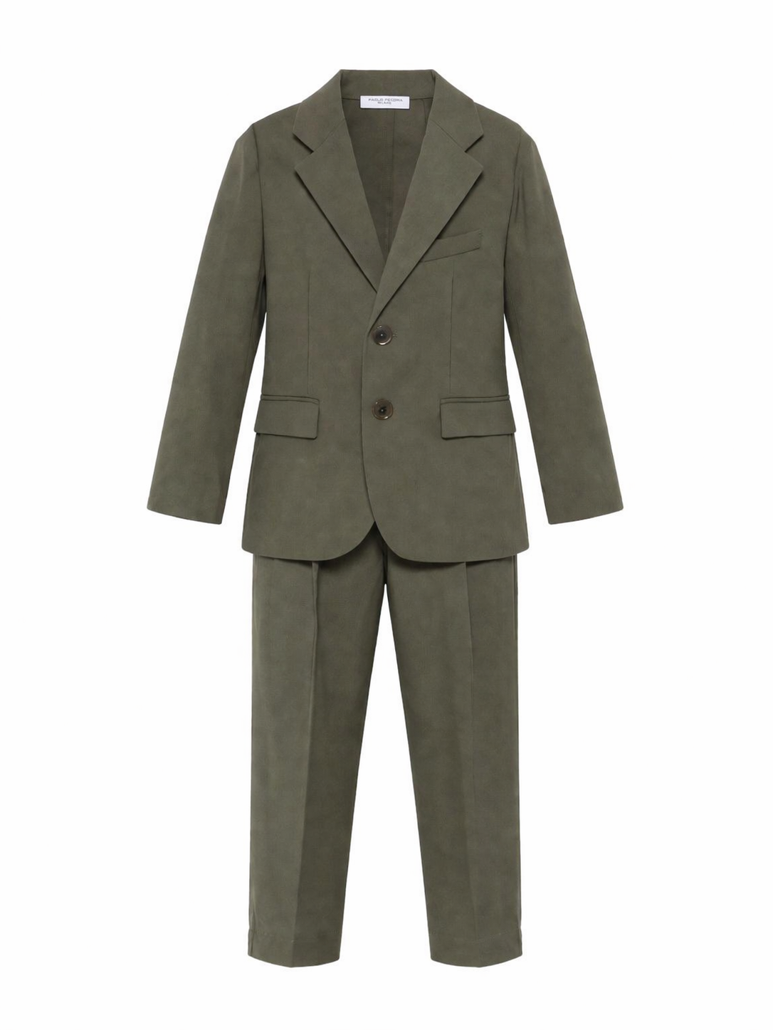 Completo a due pezzi per bambino Paola Pecora Kids verde con revers a lancia PP4267 OLIVA PAOLO PECORA KIDS