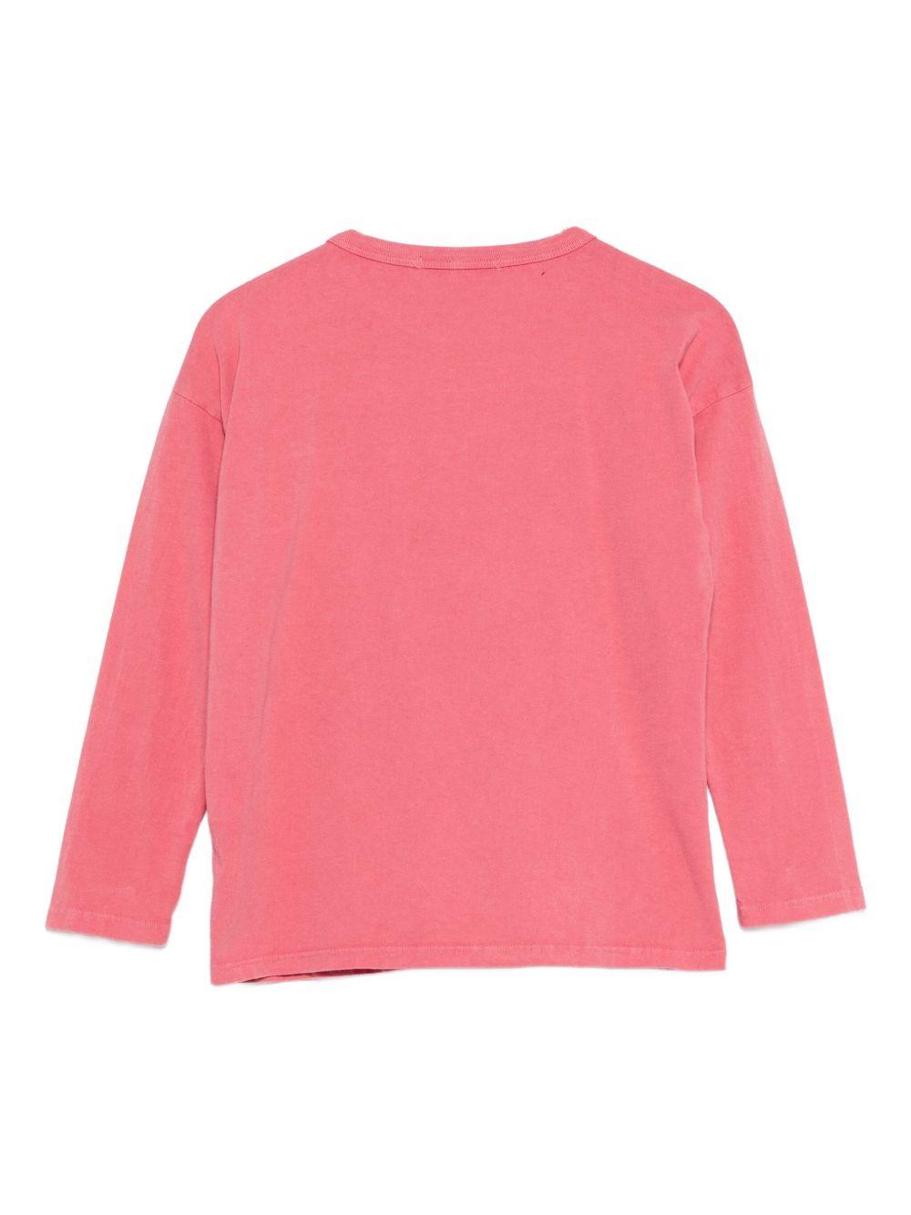 T-shirt per bambina Bobo Choses rosa con stampa grafica a mano B225AC007 661 BOBO CHOSES