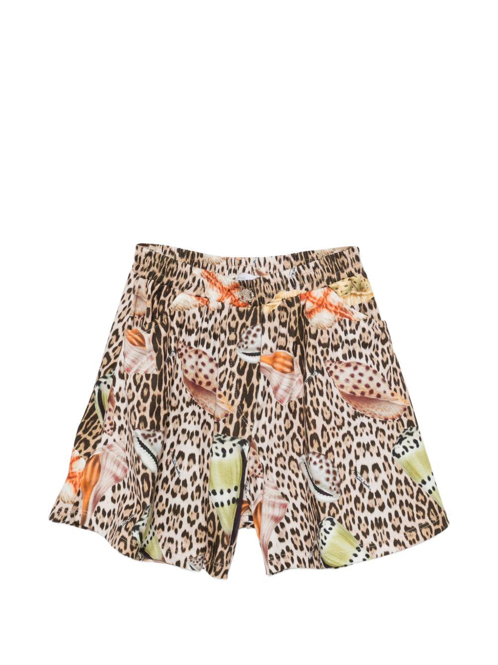 Short per bambina Roberto Cavalli Kids marrone con stampa animalier CGP26058SH MACULA N.H. ROBERTO CAVALLI KIDS