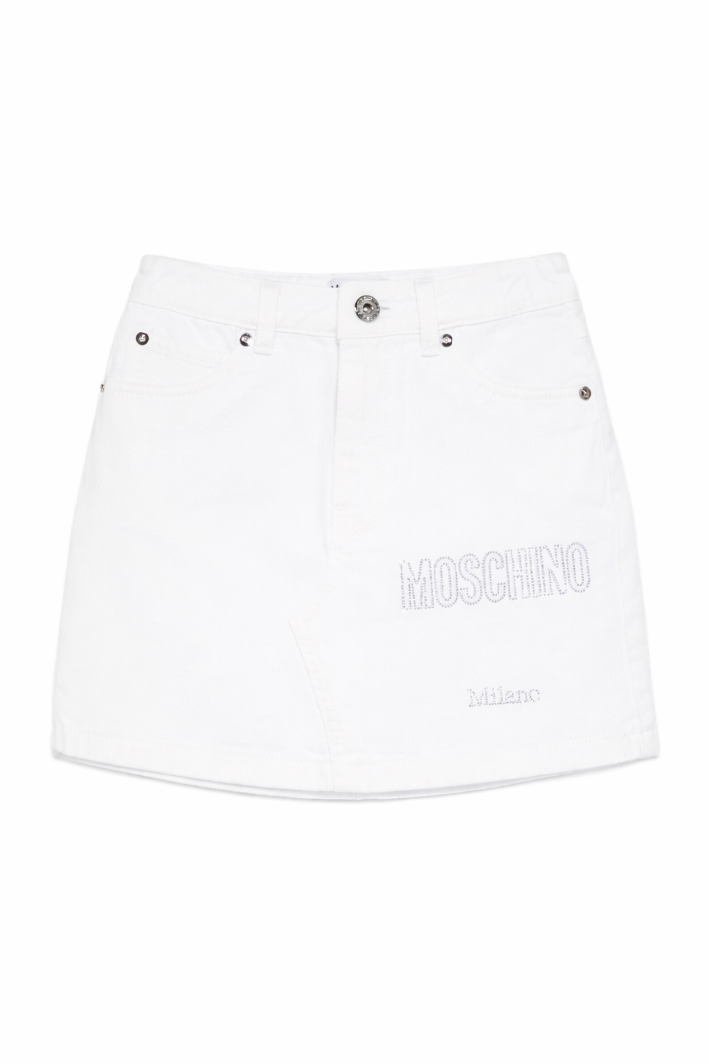 Gonna per bambina Moschino Kids bianca con logo decorato<BR/> HBJ03MLSC00 10101 MOSCHINO KIDS