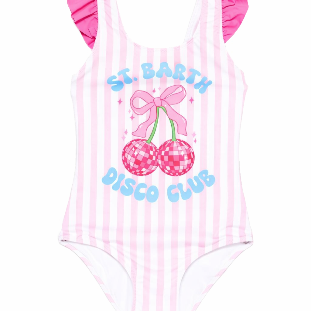 Costume intero Carol per bambina MC2 Saint Barth Kids rosa con ruches CARO001 00567L MC2 ST. BARTH KIDS