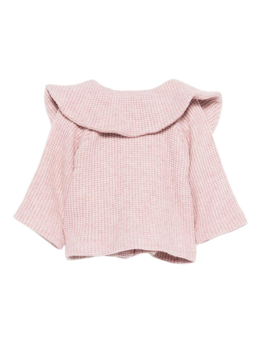 Cardigan per neonata La Stupenderia rosa con colletto arricciato 1TCGC22 M06 LA STUPENDERIA