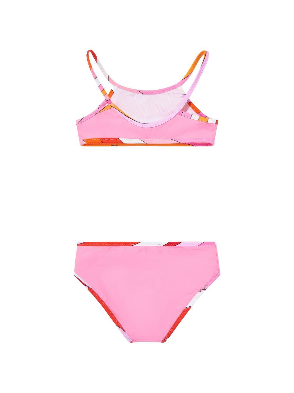 Costume per bambina Emilio Pucci Junior rosa con logo sul davanti PYCA39 Z0559 515 EMILIO PUCCI KIDS
