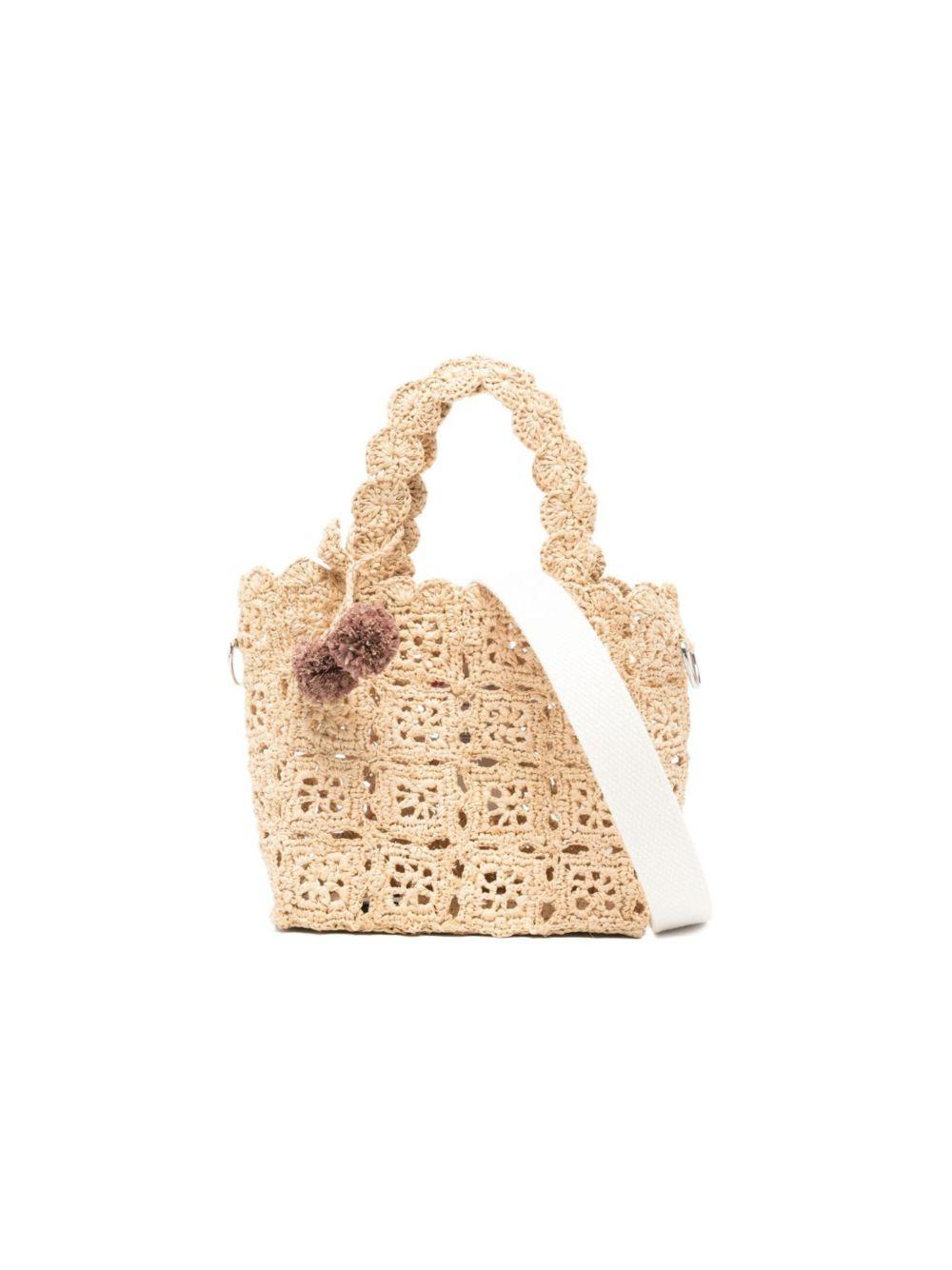 Borsa a spalla per bambina Bonpoint beige con lavorazione all'uncinetto S06GBAW00012 006 BONPOINT