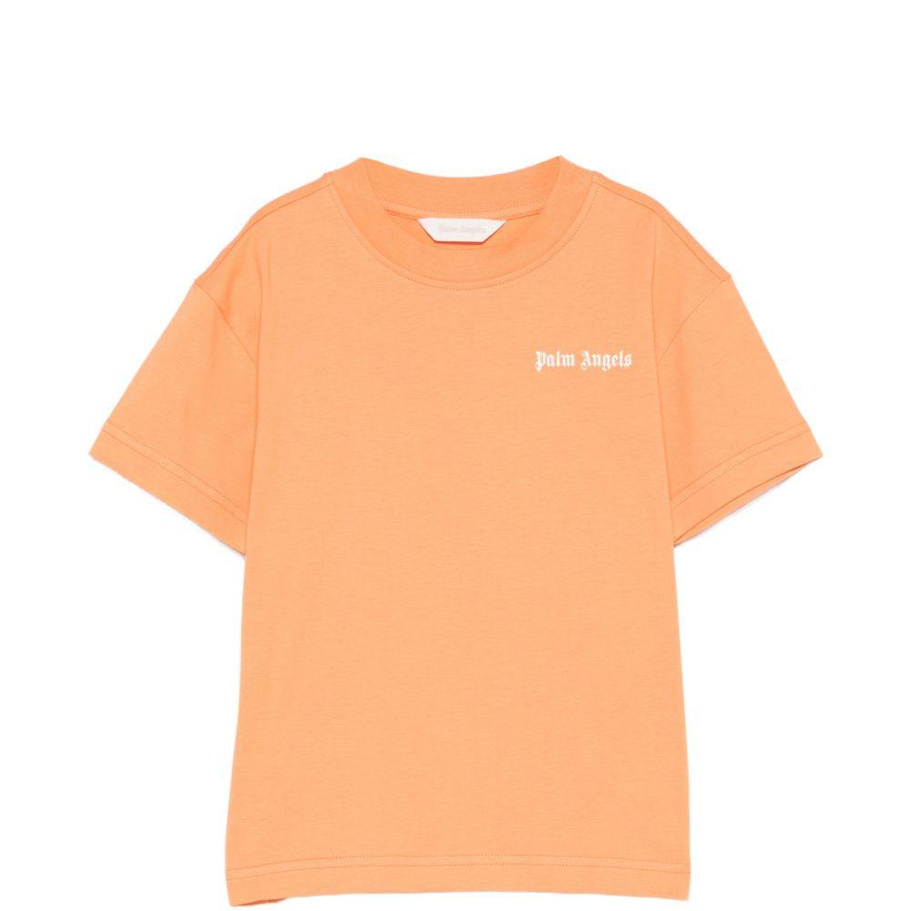 T-shirt per bambino Palm Angels Kids arancione con logo sul davanti PBAA003S26JER002 030 PALM ANGELS KIDS