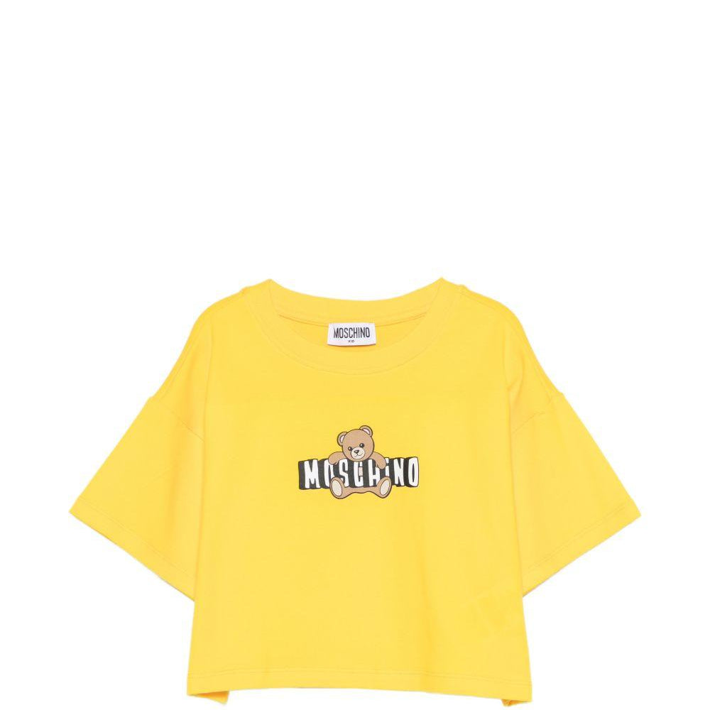 T-shirt per bambina Moschino Kids gialla con stampa Teddy sul davanti HDM072LBA00 50577 MOSCHINO KIDS