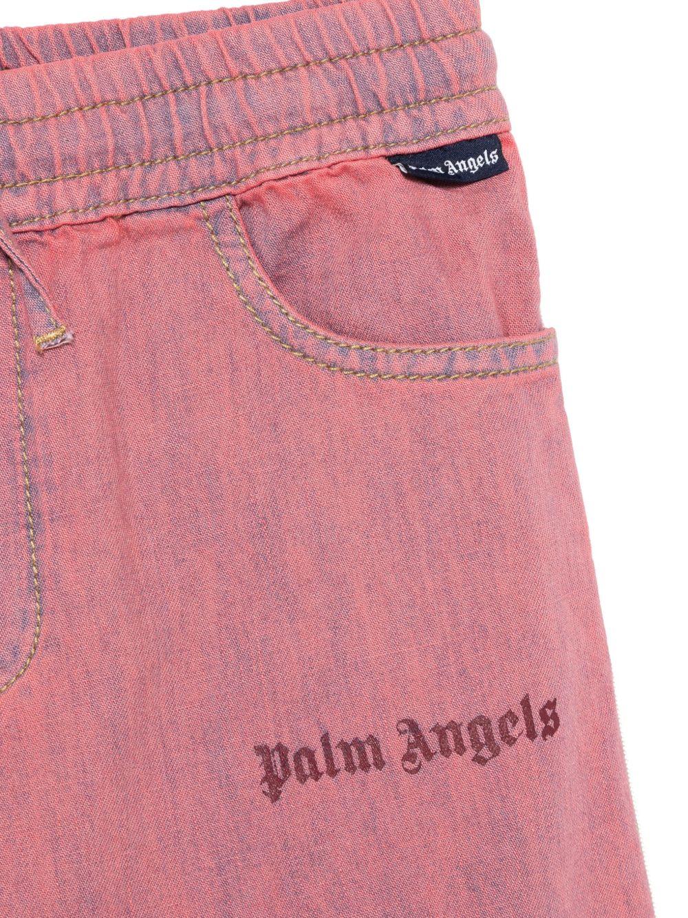 Pantaloni sportivi in chambray per bambina Palm Angels Kids rosa con due tasche laterali PGYB001S25DEN001 3B3B PALM ANGELS KIDS