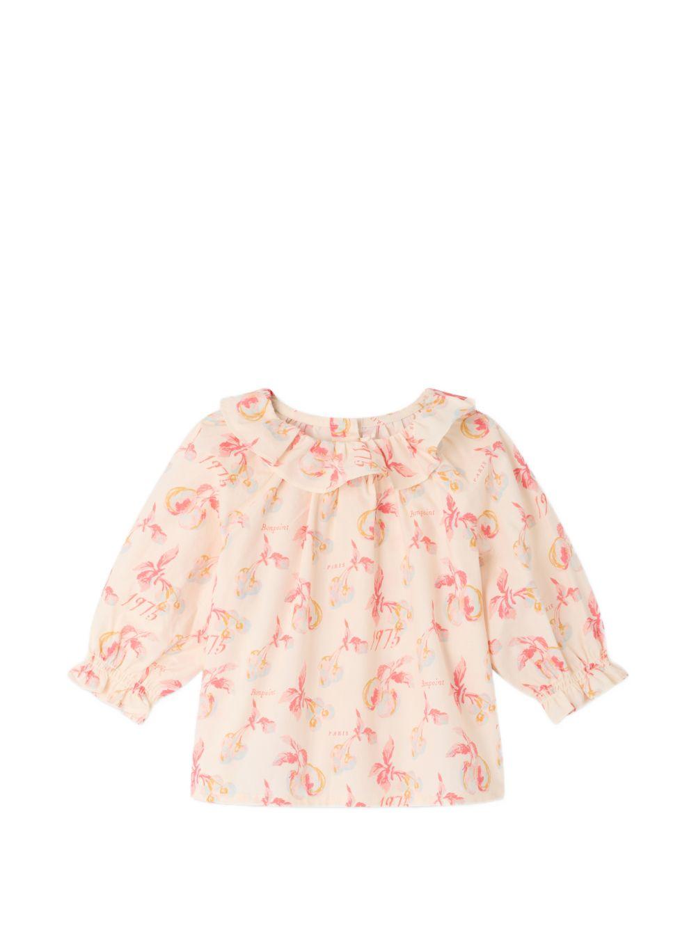 Blusa per neonata Bonpoint beige con stampa ciliegie P06XBLW00001 603 BONPOINT KIDS