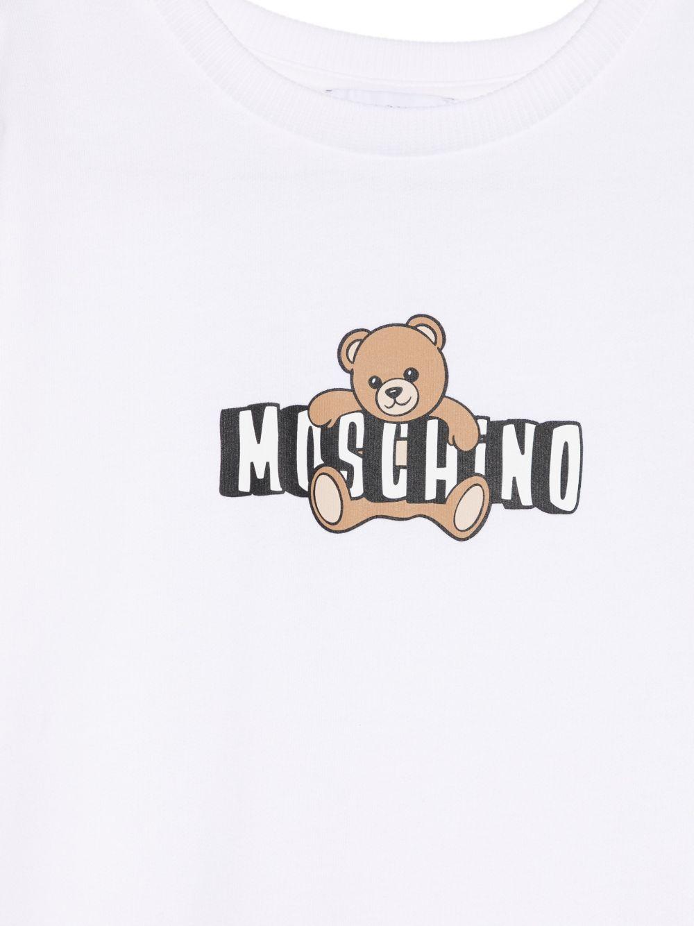 Abito per bambina Moschino Kids bianco con stampa Teddy HDV0HLLCA19 10101 MOSCHINO KIDS
