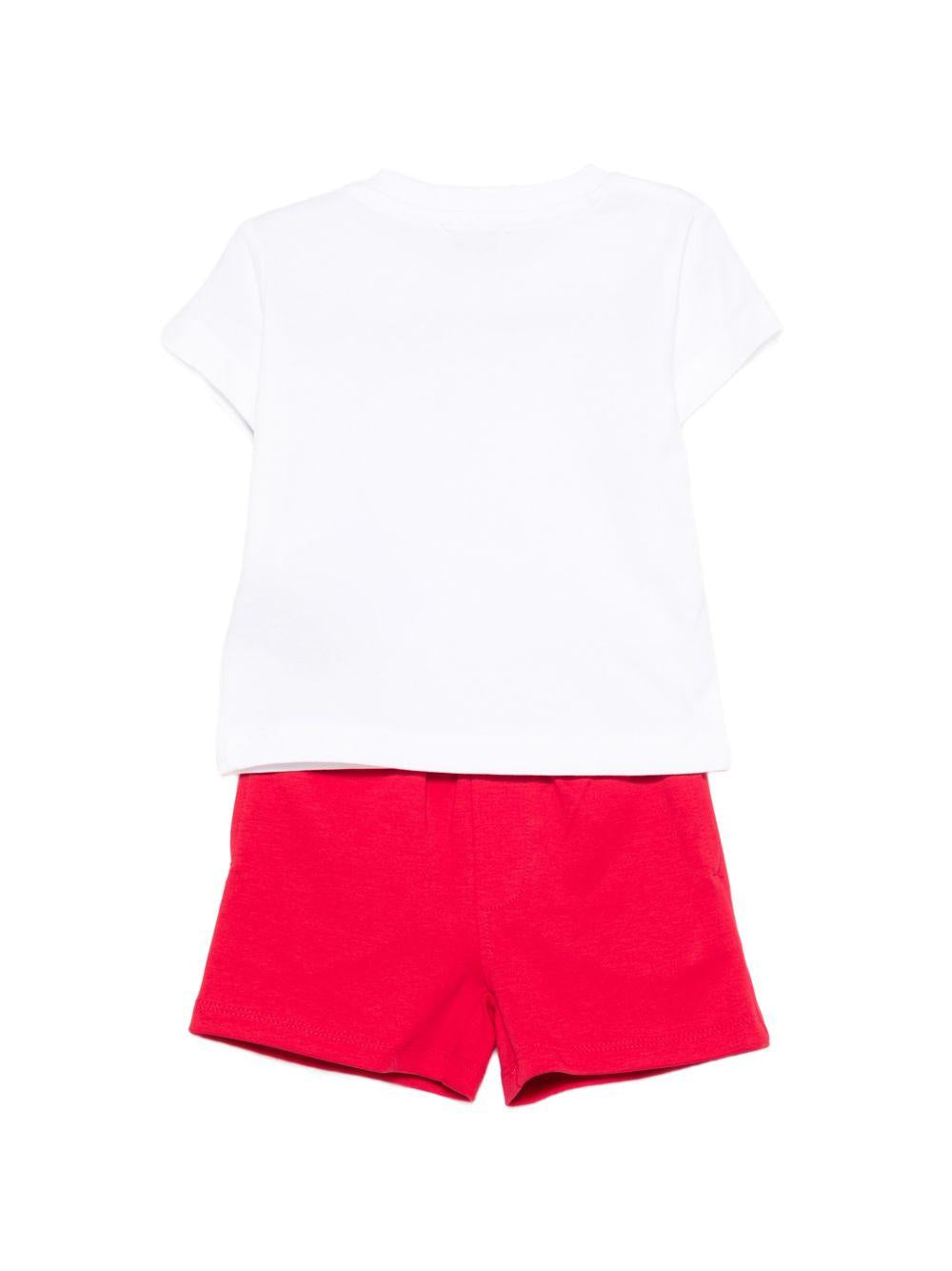 Set t-shirt e shorts per neonato TRUSSARDI JUNIOR bianco e rosso con stampa logo TIP26008CJ WHITE TRUSSARDI JUNIOR