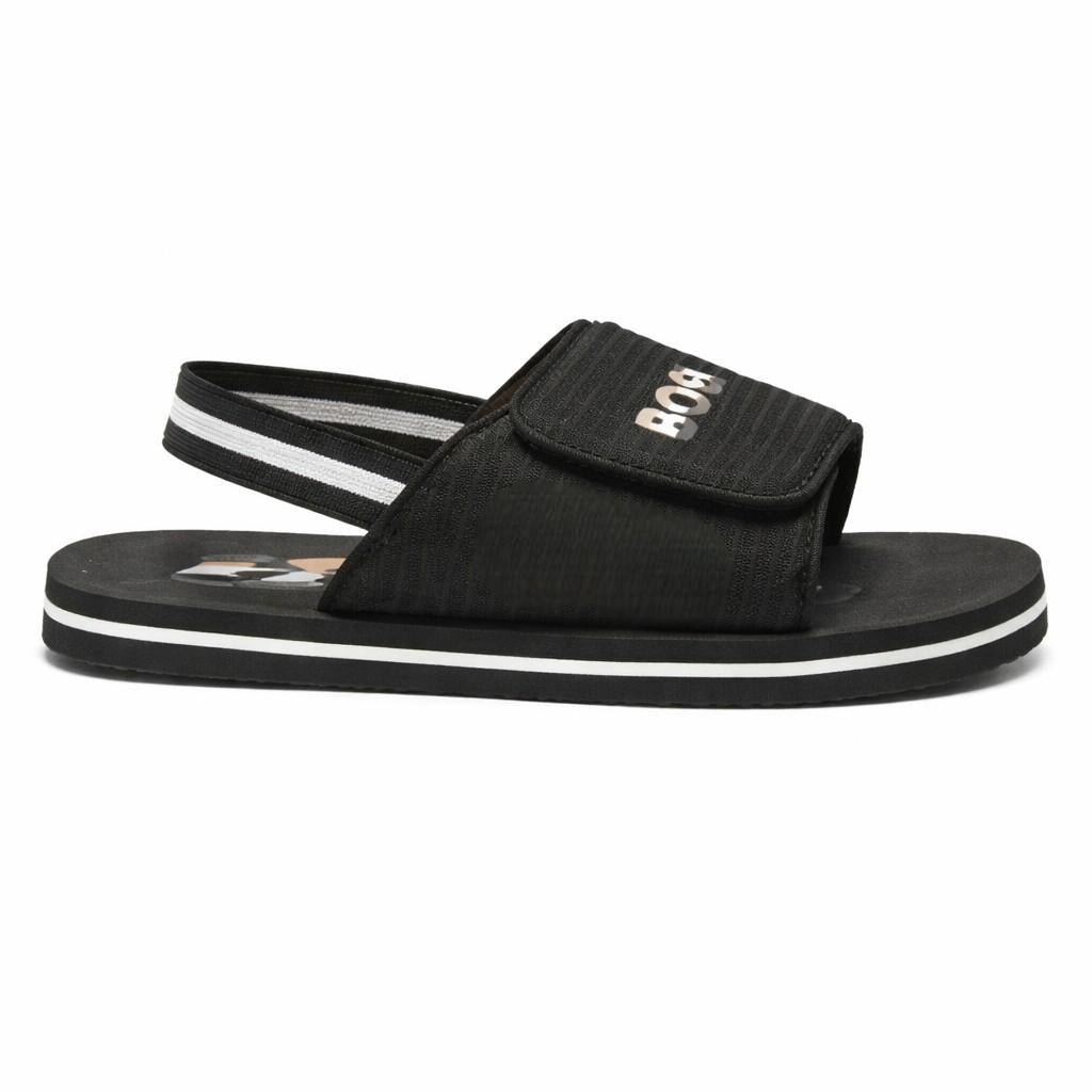 Sandali per bambino Boss Kids nero con dettaglio logo J53242 09B BOSS KIDS