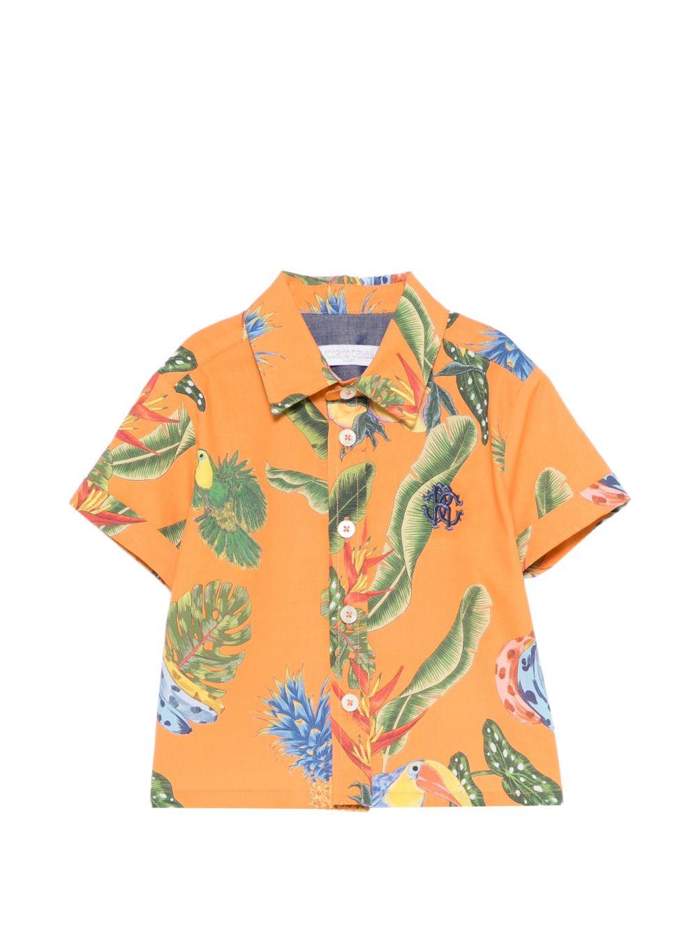 Camicia per neonato Roberto Cavalli Kids arancione con stampa tropicale CIP26089CA TR. ORANGE ROBERTO CAVALLI KIDS