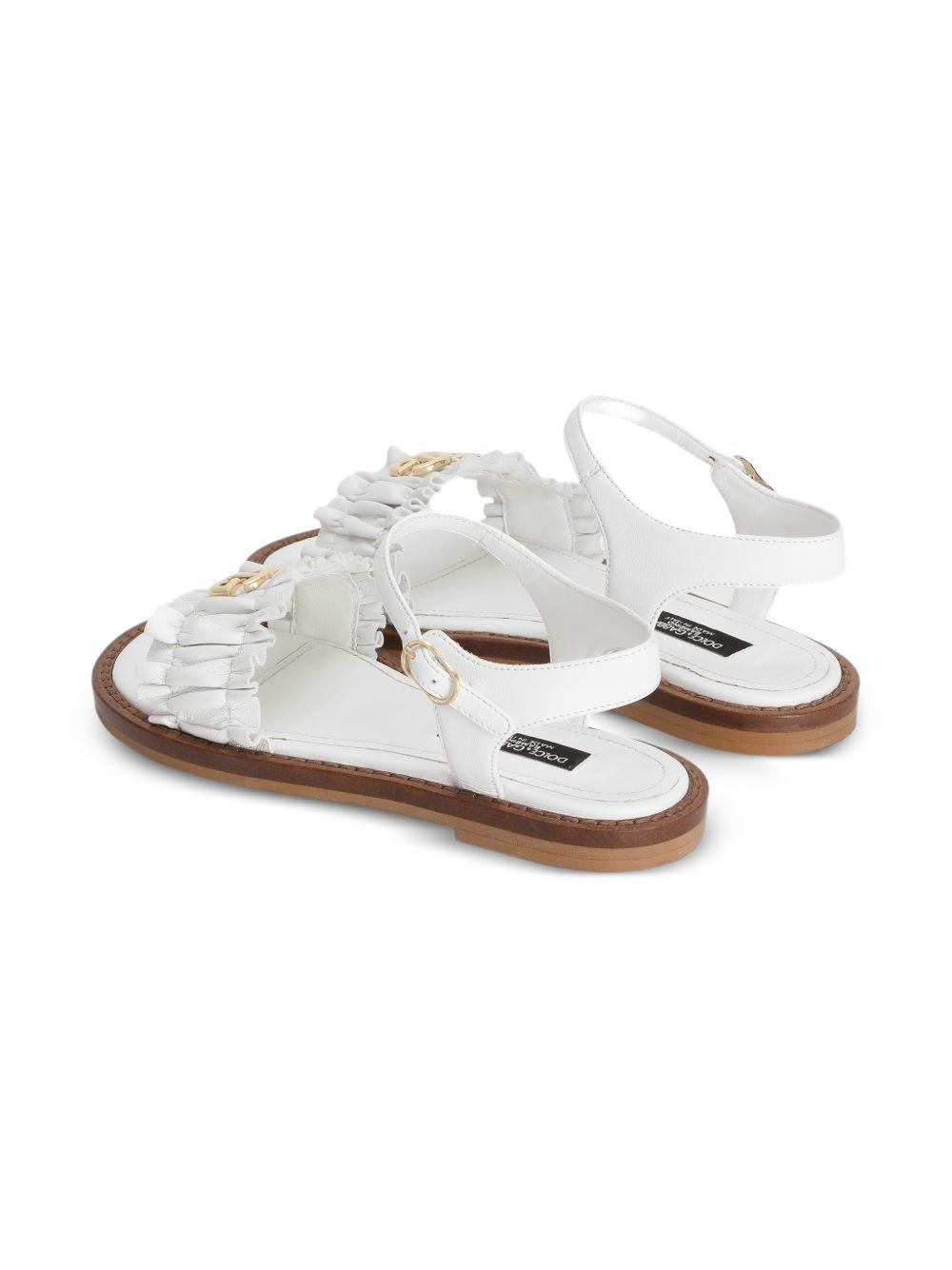 Sandali per bambina Dolce & Gabbana Kids bianchi con placca logo D11372 A1850 80001 DOLCE & GABBANA KIDS
