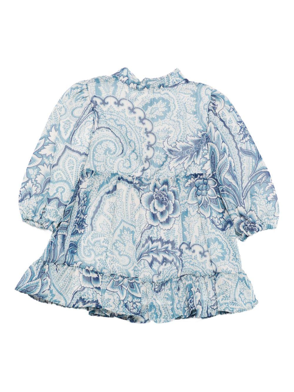 Abito per neonata Etro Kids azzurro con motivo paisley GX1020 K0244 638BL ETRO KIDS