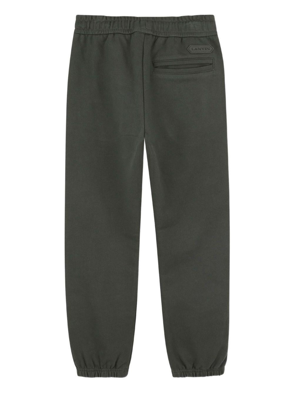 Joggers per bambino Lanvin Enfant verde con orli elasticizzati N30315 665 LANVIN