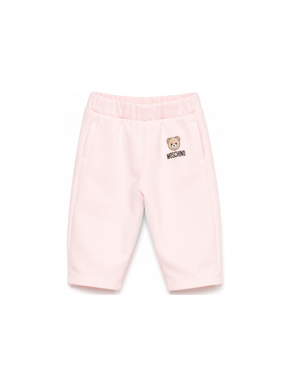 Pantaloni per neonata Moschino Kids rosa con motivo Teddy Bear MUP05XLCA92 50209 MOSCHINO KIDS