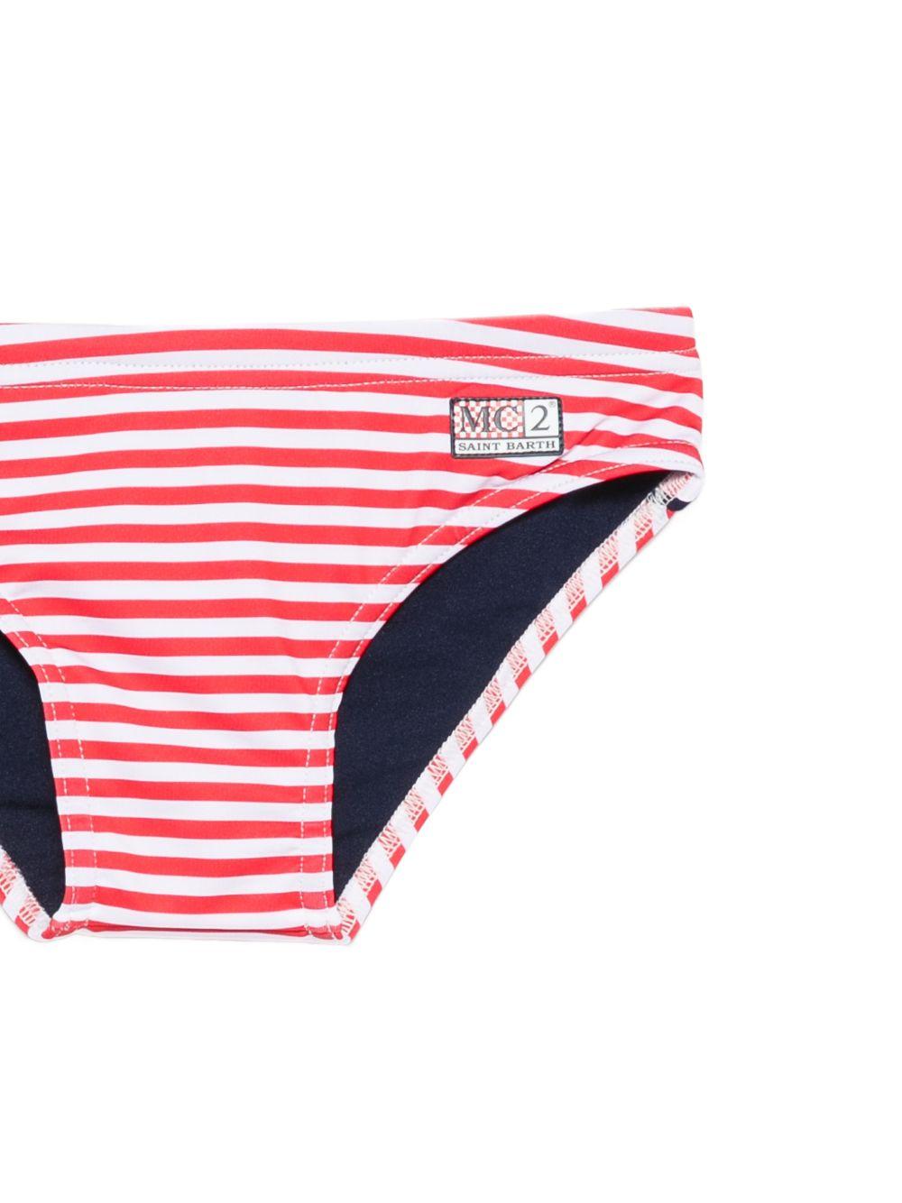 Slip da bagno per bambino MC2 Saint Barth Kids rosso con motivo a righe BIL0001 04133L MC2 ST. BARTH KIDS