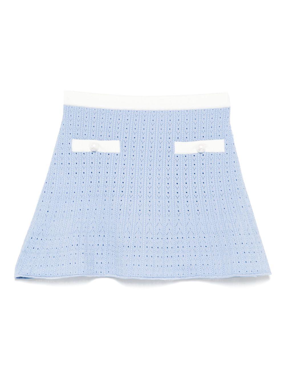 Gonna per bambina Self-Portrait Kids azzurra con lavorazione pointelle PF25 716SKBL BLUE SELF-PORTRAIT KIDS