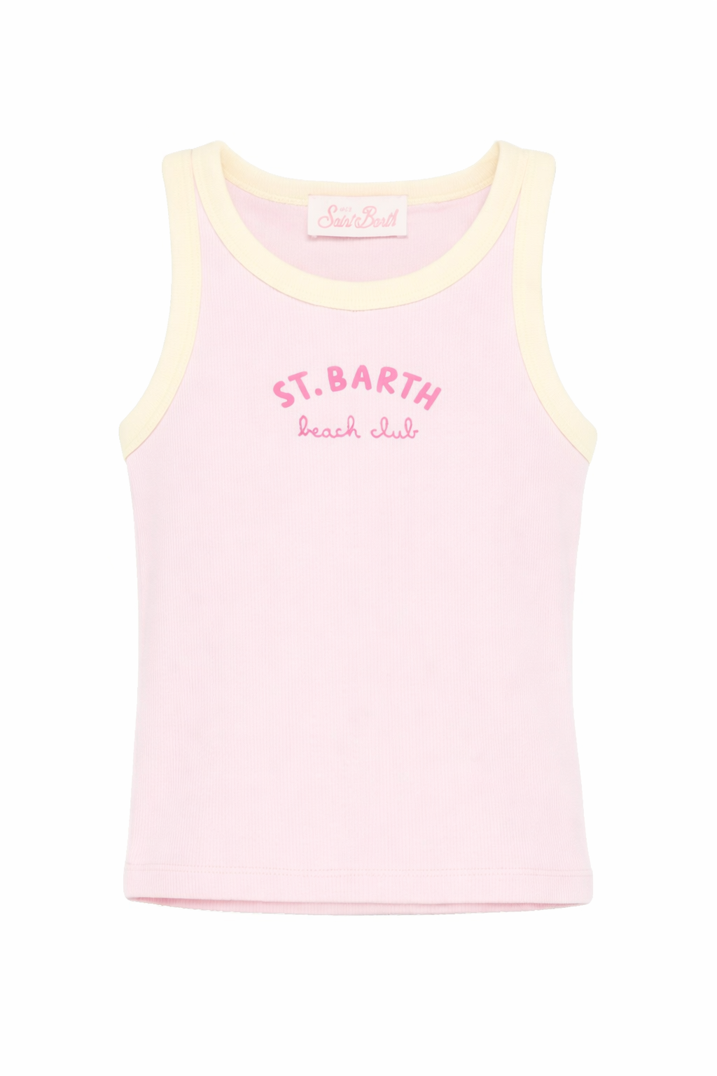 Canotta per bambina MC2 Saint Barth Kids rosa con logo ricamato sul davanti BLUE002 03366L MC2 ST. BARTH KIDS