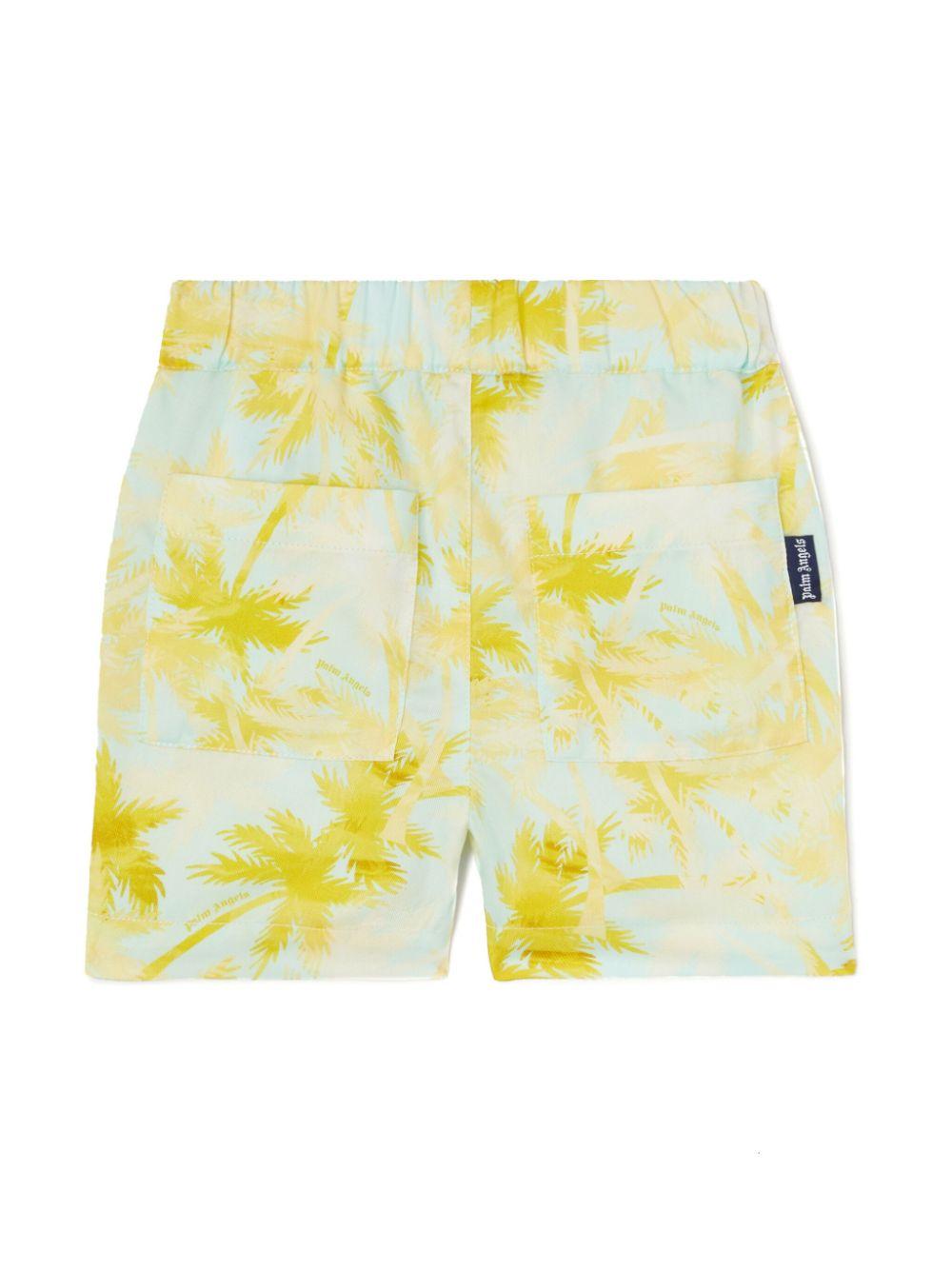 Bermuda con stampa per neonato Palm Angels Kids verde con vita elasticizzata PBX8001S25FAB001 4060 PALM ANGELS KIDS