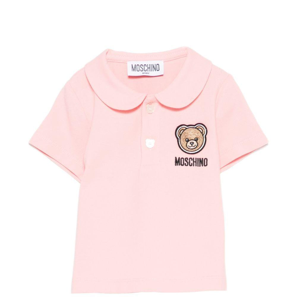 T-shirt per neonata Moschino Kids rosa con colletto alla Peter Pan MDM03ULFA07 50209 MOSCHINO KIDS