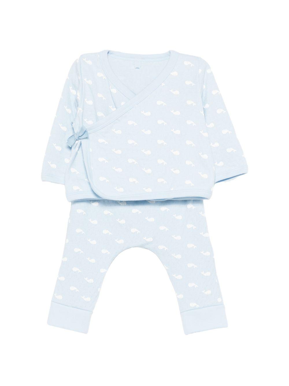 Set t-shirt e pantaloni per neonato Petit Bateau azzurro con stampa balene all-over A0FQW 01 PETIT BATEAU KIDS