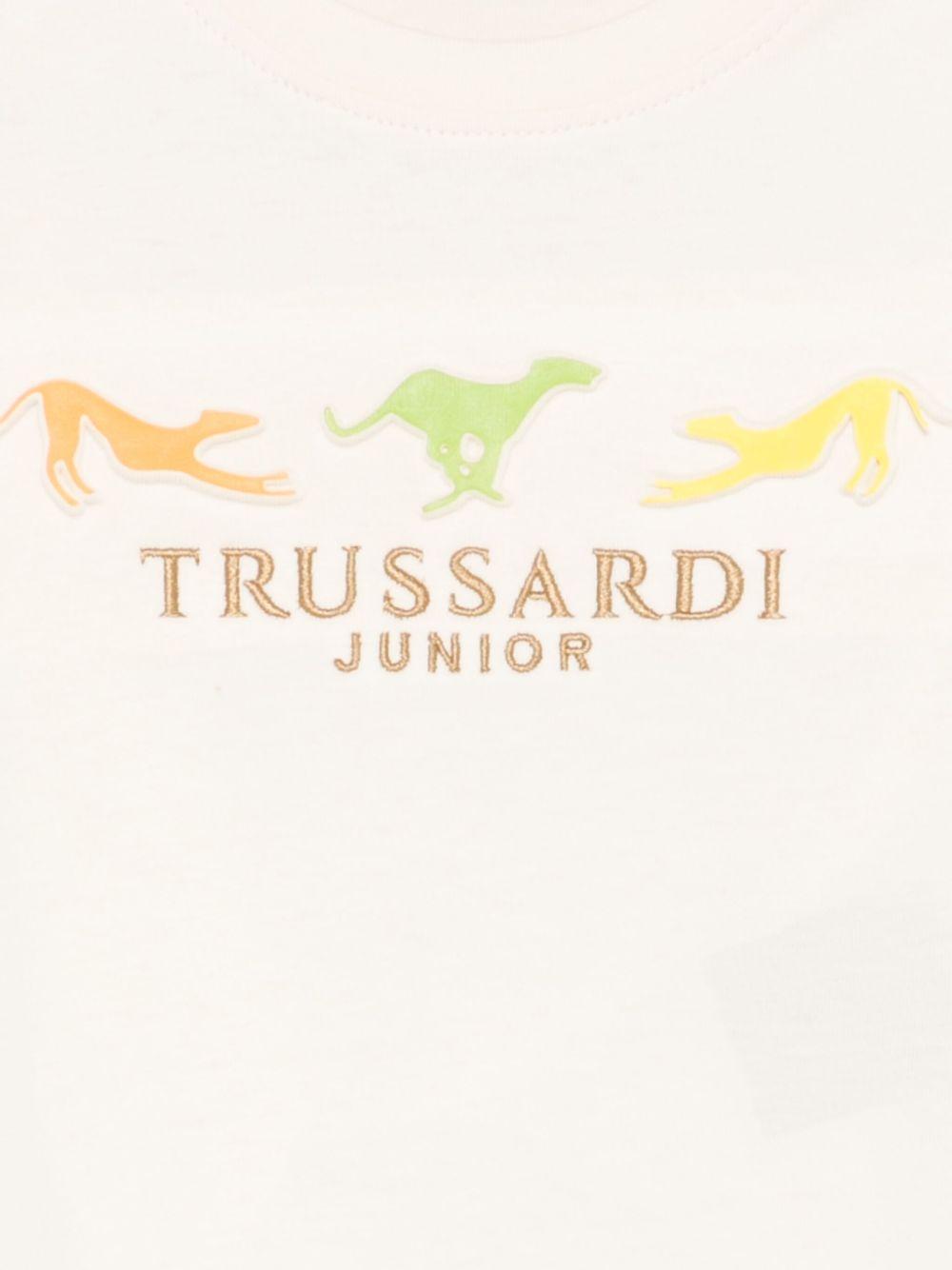 T-shirt per neonato Trussardi Junior beige con logo e dettaglio goffrato TIP25020TS BUTTER TRUSSARDI JUNIOR