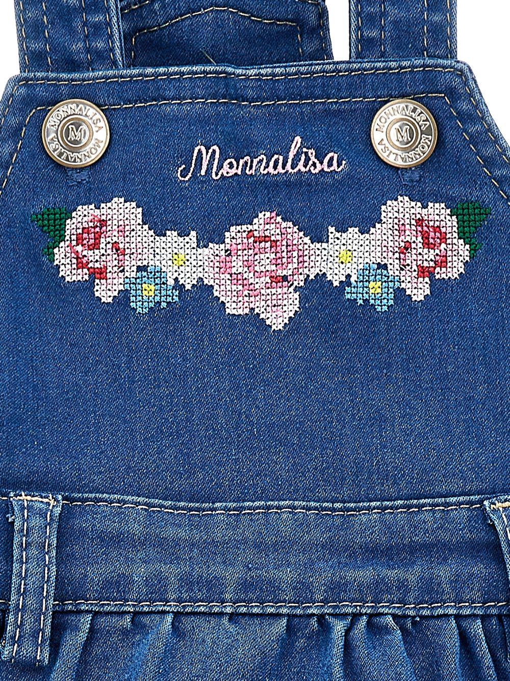 Abito per neonata Monnalisa denim con ricamo a fiori 39G704 7017 0055 MONNALISA KIDS