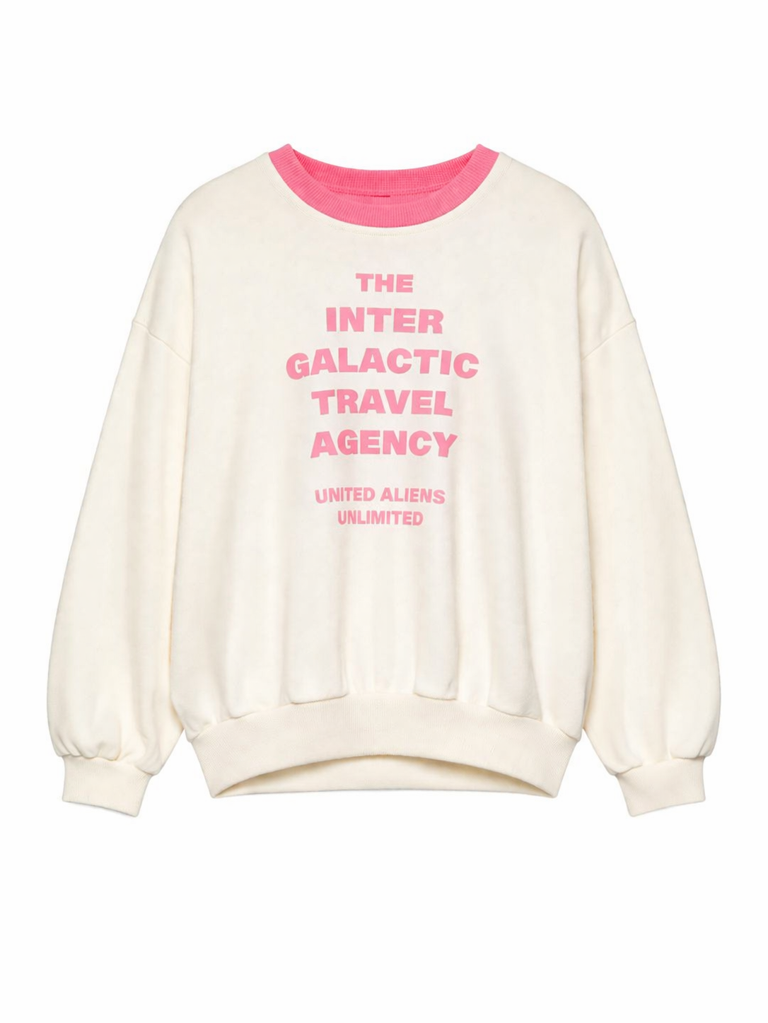 Felpa per bambina Mini Rodini beige con scritta "The inter galactic travel agency" sul davanti 26220168 OFF WHITE MINI RODINI