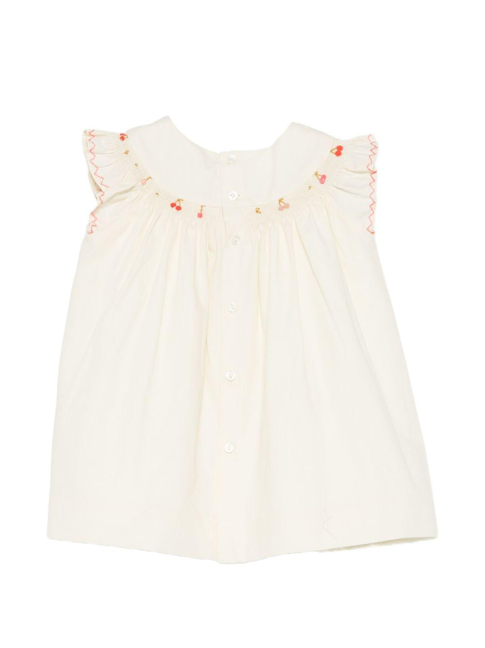 Abito per neonata Bonpoint beige con ricamo a ciliegia S06XDRW00024 103 BONPOINT KIDS