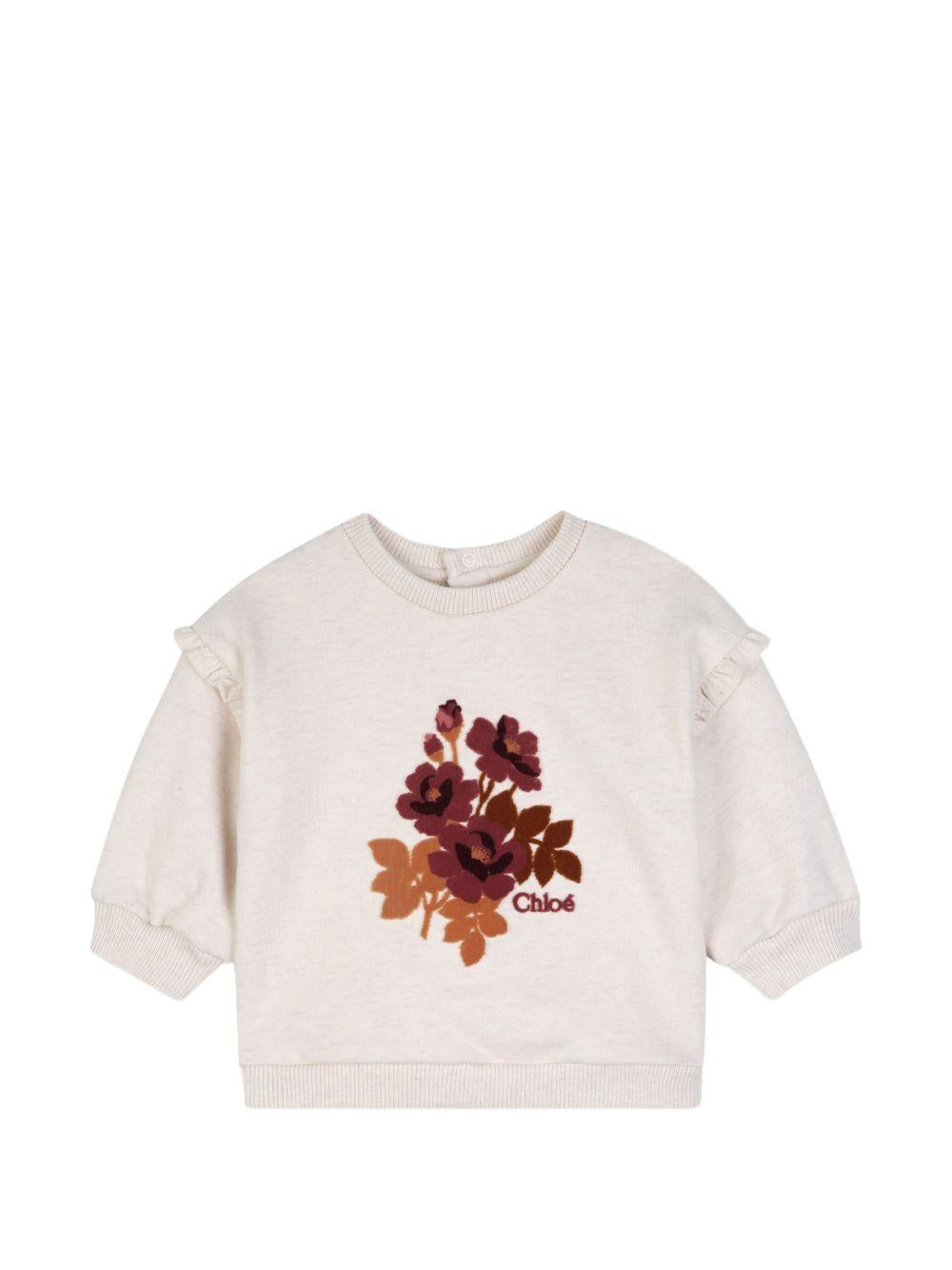 Felpa per neonata Chloè Kids beige con dettaglio con ruches C21359 B39 CHLOE' KIDS