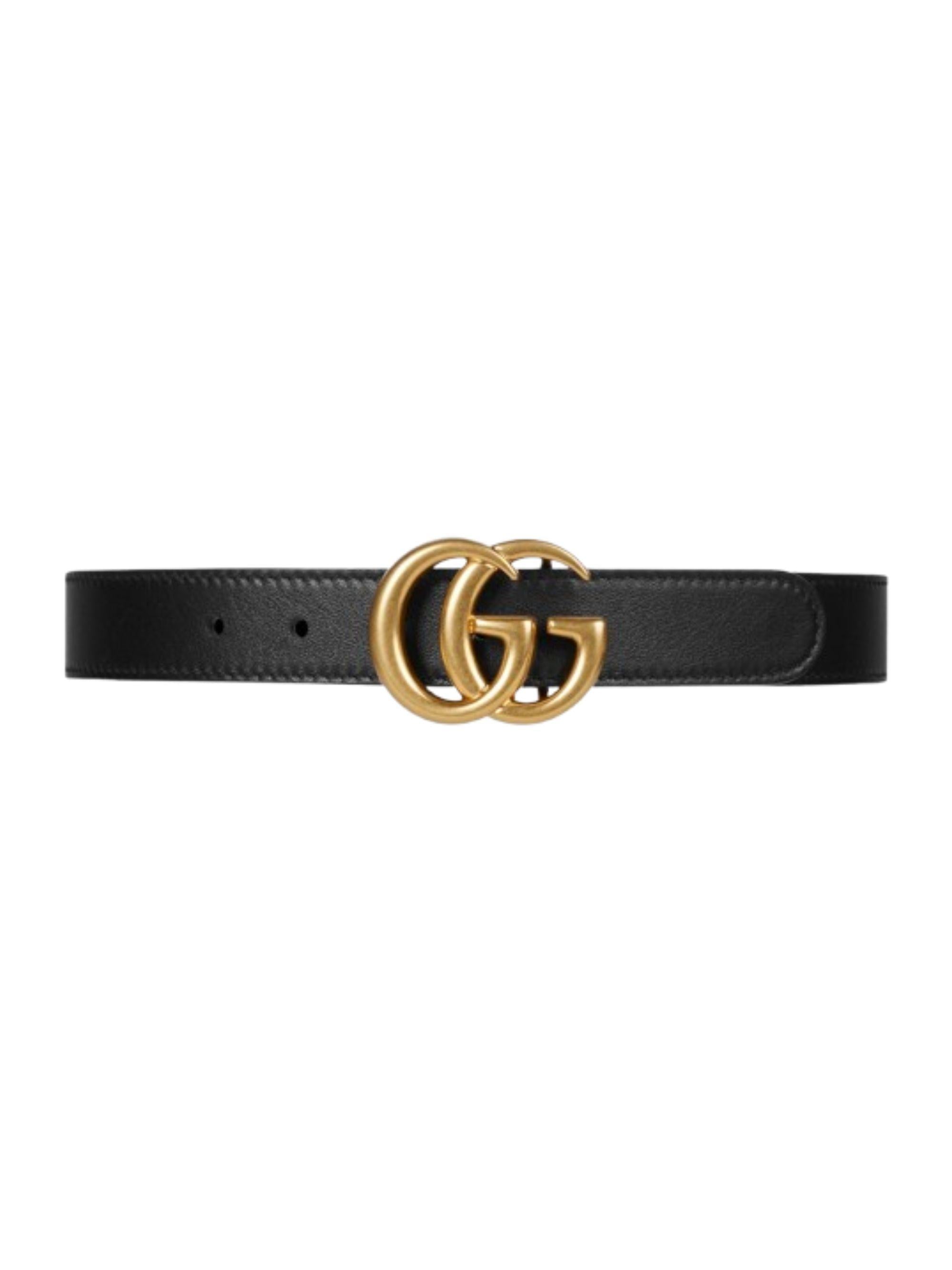 Cintura per bambini Gucci Kids nera con fibbia doppia G dorata 432707B960X 1000 GUCCI KIDS