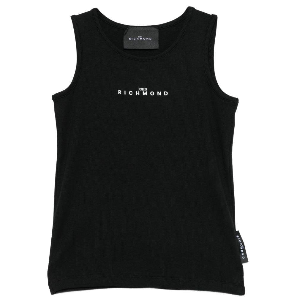 Canotta per bambina John Richmond Junior nera con dettaglio logo RGP26004CN BLACK JOHN RICHMOND KIDS