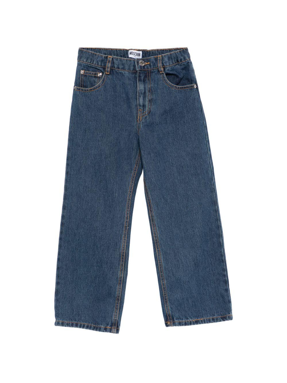 Jeans per bambino Moschino Kids denim con design gamba dritta HUP08VL0E35 41104 MOSCHINO KIDS