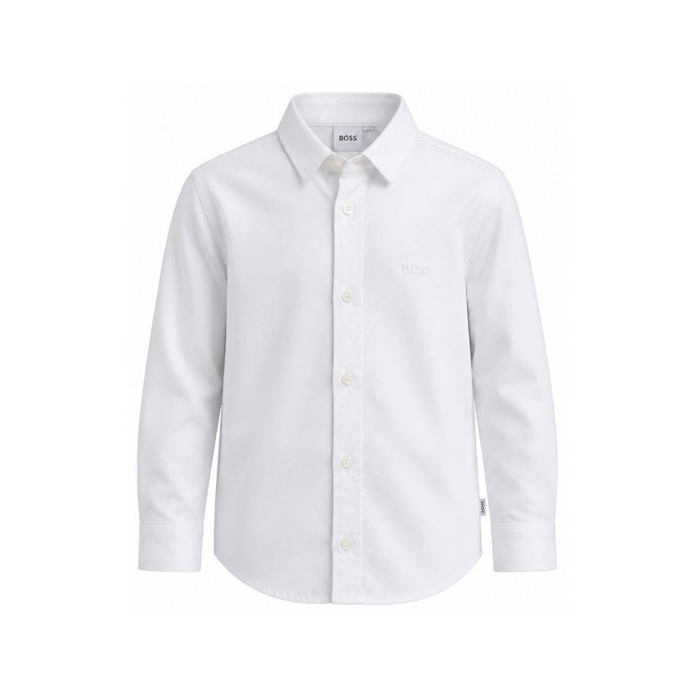 Camicia per bambino Boss Kids bianca con logo ricamato J52675 10P BOSS KIDS
