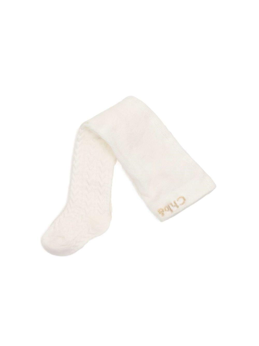 Collant per bambina Chloè Kids bianchi con ricamo laterale con logo C21401 148 CHLOE' KIDS