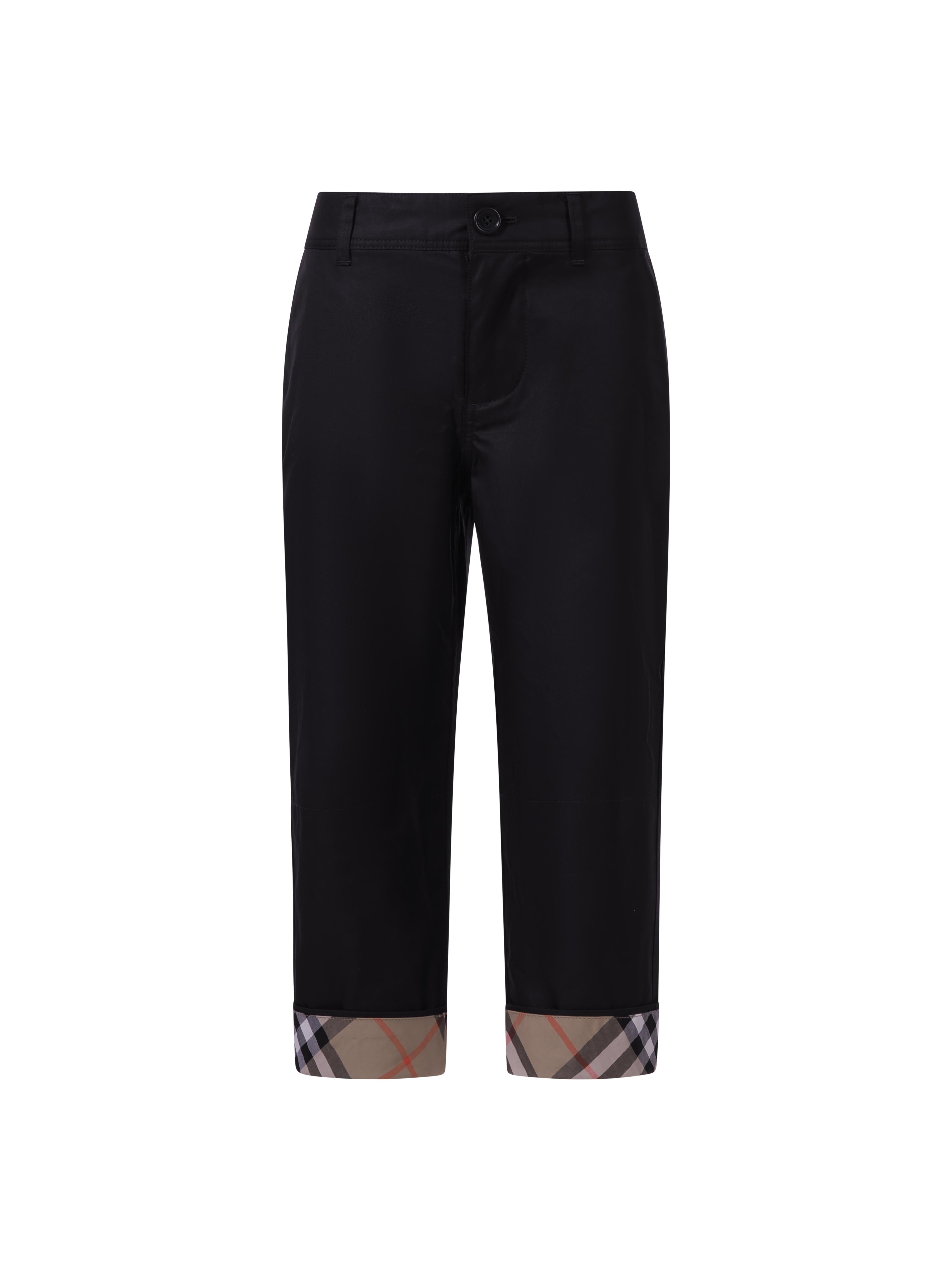 Pantaloni per bambino Burberry Kids neri con dettaglio con caratteristico motivo Vintage Check 8117171 A1189 BURBERRY KIDS