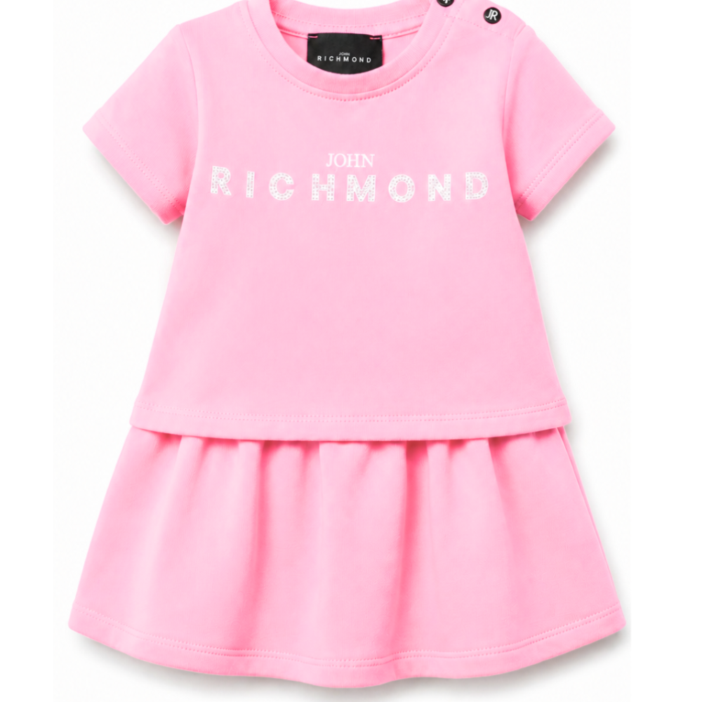 Abito per neonata John Richmond Junior rosa con dettaglio logo RIP26043CJ PINK BEGONIA JOHN RICHMOND KIDS