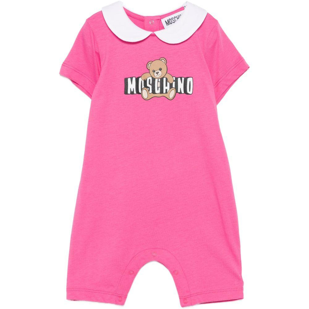 Tutina per neonata Moschino Kids fucsia con colletto alla Peter Pan MNY03YLAA03 50533 MOSCHINO KIDS